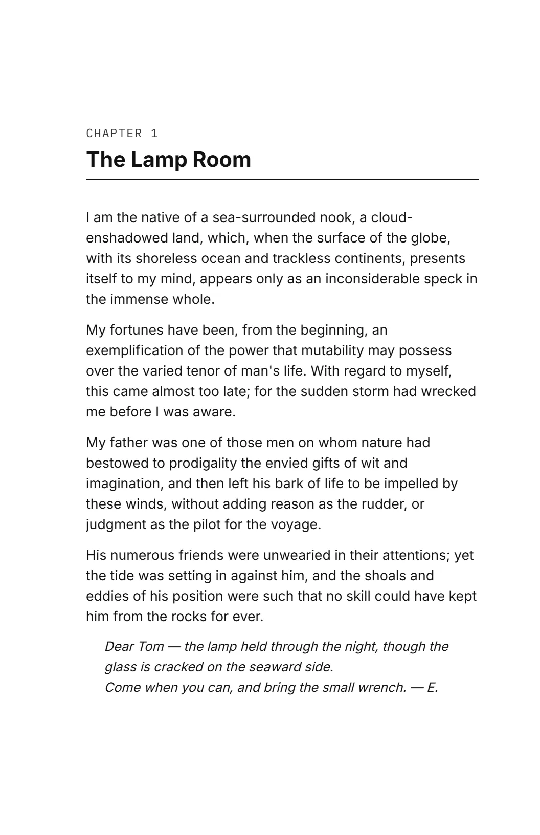 Field Manual — Numbered headings, tables that read well, and a monospace that belongs. Reference and technical.