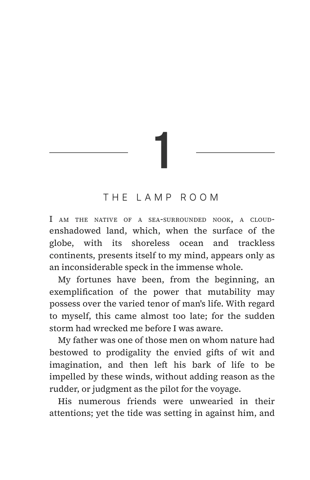 Vantage — A numeral taller than the title, light tracked capitals beneath it, and a great deal of space. For a book set far away.